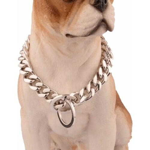 14mm Strong Silver Color Stainless Steel Slip Dog Collar Metal Dogs Training Choke Chain Collars for Large Dogs