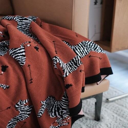 Drop Shipping Zebra Knitted Blanket Acrylic 125*180cm Throw on the Bed Sofa Soft Comfortable Bedding Nap Blankets