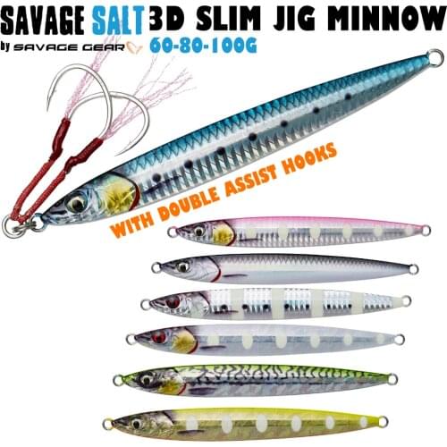 Savage Gear 3D Slim Jig Minnow 60-80-100G 7 Colours High Quality Metal Fishing Lure