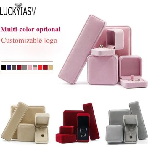 Velvet Box Jewelry Display Ring Box Pendant Necklace Gift Box Organizer Wedding Ring Storage Box Necklace Bracelet Box 9 Colors