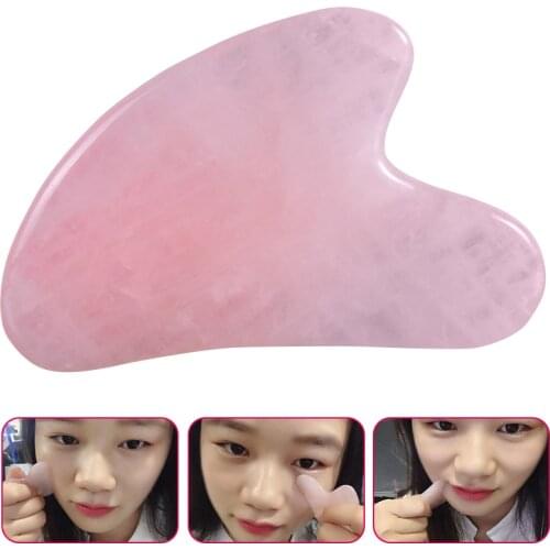 Natural Rose Jade Guasha Board Stone Scraper Pressure Therapy Massage Tools For Face Neck Back Body (free gift)