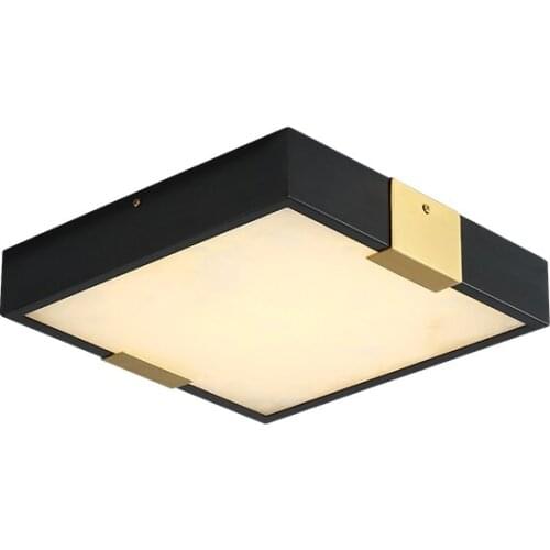 Modern new Chinese creative designer bedroom study restaurant aisle square copper marble ceiling lamp