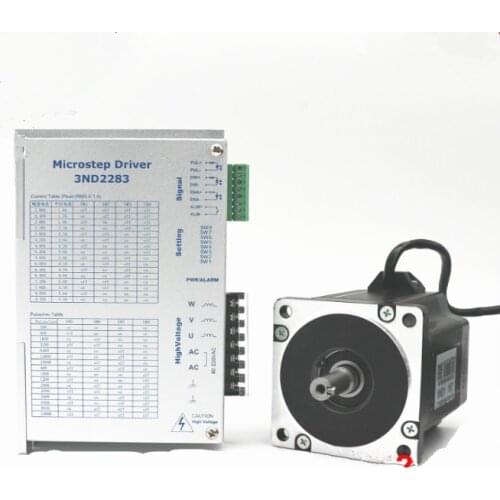 High Voltage 3-phase Hybrid Stepper Motor Driver Kit 85BYGH350D-01 8.5N.M 14mm shaft + 3ND2283 AC80-220V Driver With Cable
