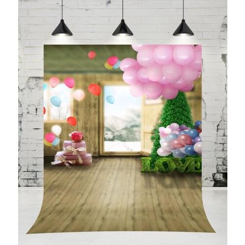 VinylBDS Colorful Balloons Indoor Room Photography Backdrops Gift Love Word Photo Studio Wedding Background for Children Props