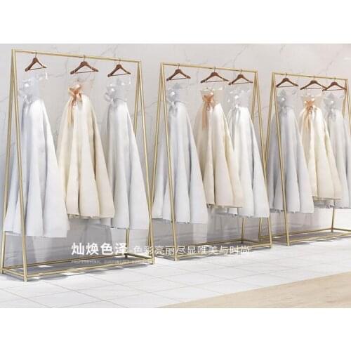Wedding dress shop display rack floor-to-floor golden shelf photo studio dress evening dress display rack studio dedicated