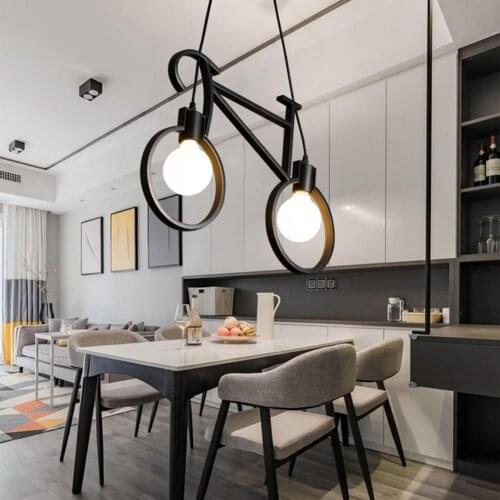 Retro Pendant Light Creative Iron Bicycle Pendant Lamp Living Room Simple Restaurant Bar Industrial Kitchen Hanging Lamps