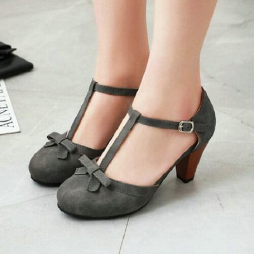 ZawsThia 2021 Summer Round Toe Retro Female Shoes T-strap Bowtie Knot Spike High Heels Office Pumps Women Sandals Big Size 34-48