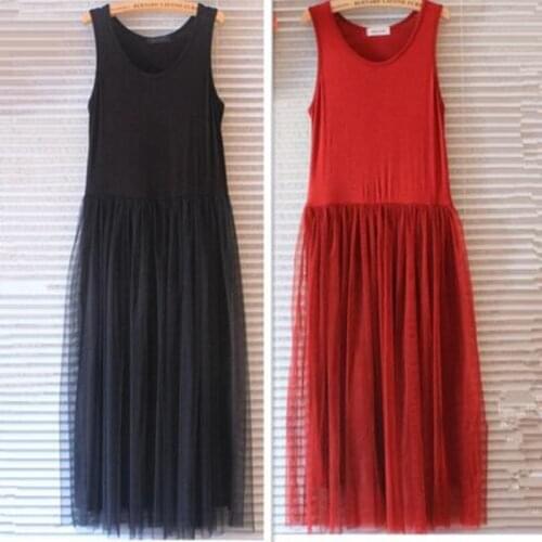 M-4XL 5XL 6XL Summer Full Women Dress Lace Dress,Fashion Patchwork Lace Modal Dresses,Elegant Fashion Sleeveless A-line Vestido