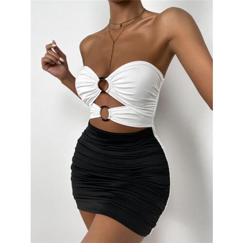 Hirigin Deep V Neck Sexy Bodycon Dress Women 2021 Autumn Long Sleeve Ruched Skinny Short Dresses Vintage Casual Robe