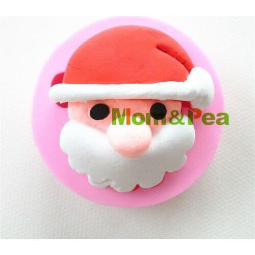 Mom&Pea 0870 Free Shipping Santa Christmas Claus Head Shaped Silicone Mold Cake Decoration Fondant Cake 3D Mold Food Grade