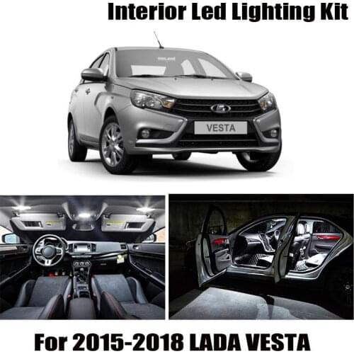 10pcs White Canbus Error Free Car LED Bulbs Interior License Plate Light Kit For 2015 2016 2017 2018 LADA VESTA Trunk Cargo Lamp