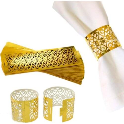 100pcs/set Towel Buckle Laser Cut Paper Napkin Rings Supplies Lace Design Personalized Wedding Party Decoration Wholesale