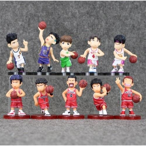 2Styles 5pcs/lot SLAM DUNK Shohoku Basketball Player Anime Figure Doll Hanamichi Sakuragi Rukawa Kaede