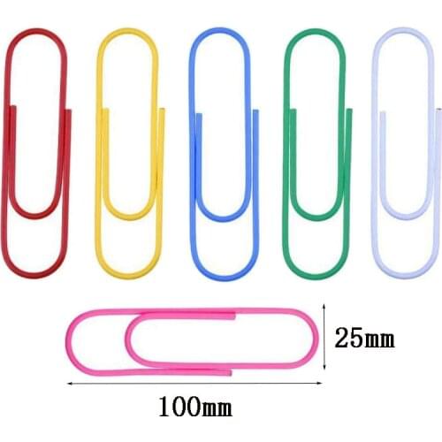 20pcs 100mm large color plastic coated paper clip cartoon paper clip