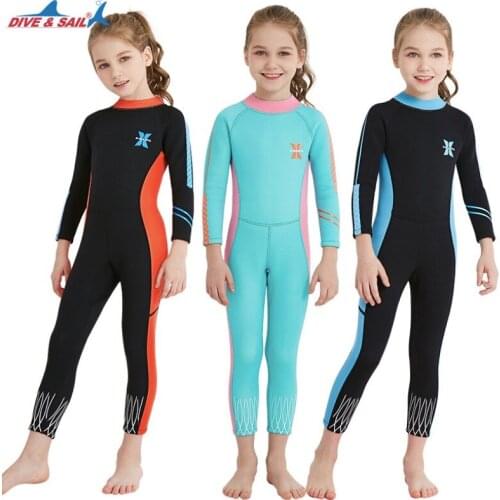 2018 New 2.5mm Children One piece diving suit girl Anti jellyfish Snorkeling Drift surf Sunscreen Swimming suit