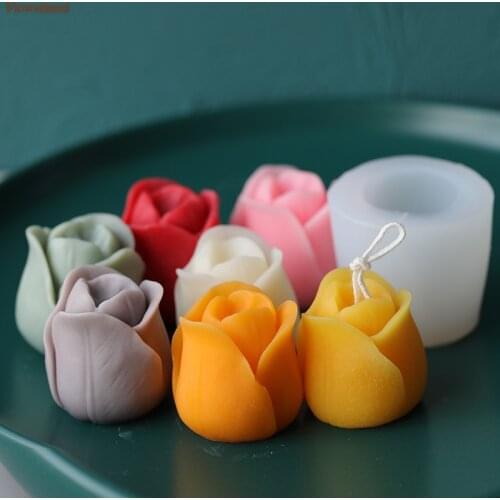 3d Tulip Flower Candle Mold Wedding Decors Handmade Material Silicone Mold Simulation Flower Mold Fondant Cake Chocolate Mold