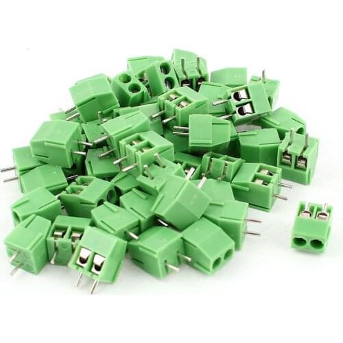 50pcs 2 Poles 3.5mm Pitch PCB Screw Terminal Blocks Connector