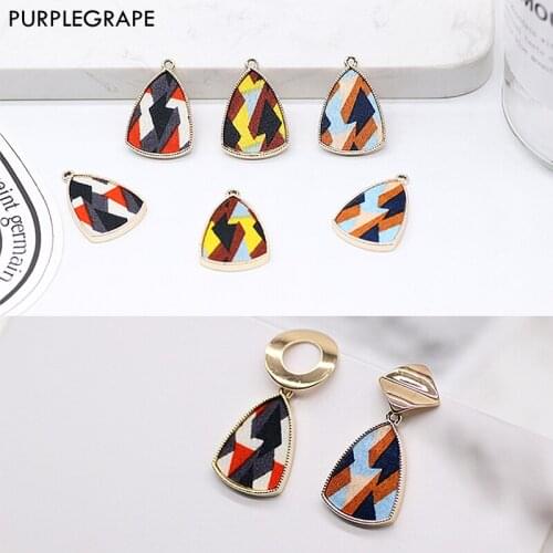 6pcs Color Retention Alloy Pendant DIY Earrings Jewelry Accessories Handmade Material Color Printing