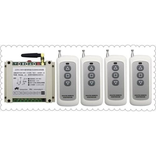 AC220V 250V 380V 30A 2CH 20-200m Long Range Remote Control Switch 4*F3key Transmitter+ Receiver for Appliances Gate Garage Door