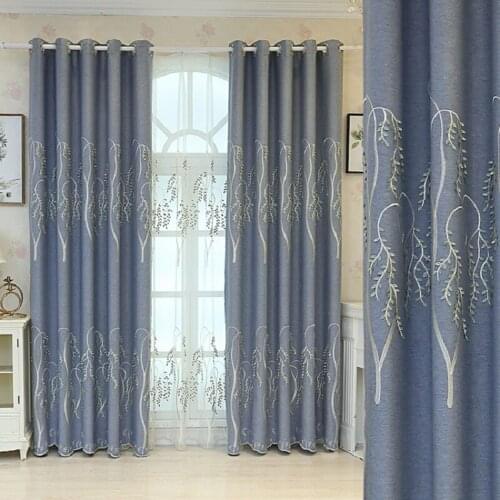 European style curtain new style velvet hemp Jean European leaf relief curtain cloth living room curtain bedroom