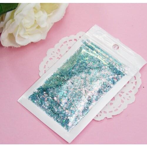 10g/Bag Gradient Mermaid Flake Nail Glitter Chunky Hexagon Holo Sequins Cosmetic Glitter Mixed Powder Sequins DIY Nail Art Craft