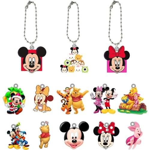 Disney Mickey Minnie Anime Theme Keychain Acrylic Doll Keychain Boys And Girls Fashion Jewelry