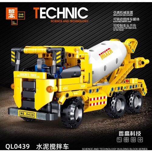 ZHE GAO QL0438 0439 Science and high-tech Series Bulldozer Cement Mixer Childrens Intelligence Assembled Building Block Toys