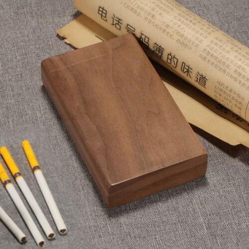 Black Walnut Solid Wood Cigarette Case Ultra-thin Portable 10/20 Sticks Handmand Custom Smoke Storage Box