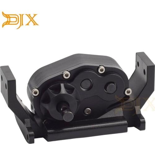 DJX CNC 73mm Triangle Sub-Transmission Gear Box Transfer Case with Mount for 1/10 RC Carwler Car RC4WD TF2 D90