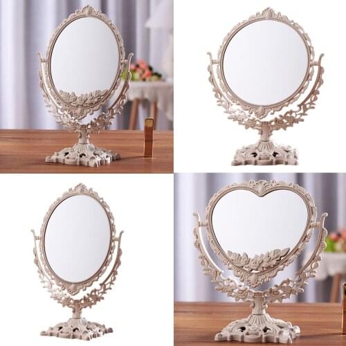 CSHOU166 Pcs Vintage Lady Carved Makeup Mirror Desktop Rotatable Vanity Mirror SPA Salon Cosmetic Mirror Compact Makeup Mirror