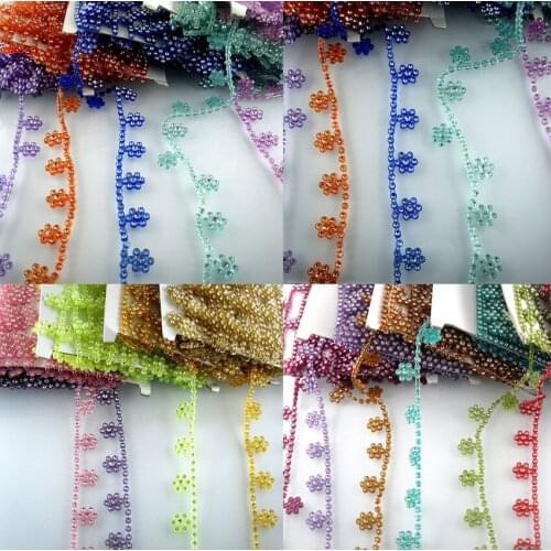 Flower clear glass crystal rhinestones banding plastic cup setting clothing shoes bag applique wedding decorations 10yards #24