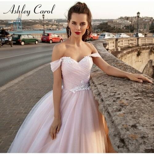 Ashley Carol A-Line Wedding Dress 2021 Sweetheart Shiny Bride Beaded Appliques Lace Up Princess Bridal Dresses Robe De Mariee