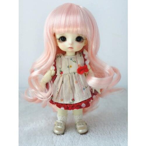 JD148 5-6inch 13-15cm 1/8 Long vora nature wave synthetic mohair Doll wigs OB11 Lati Yellow BJD Accessories