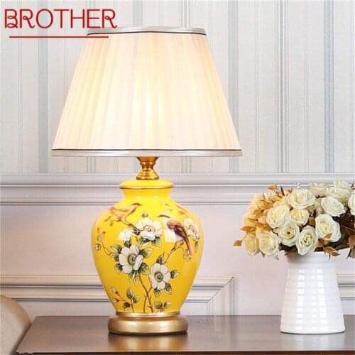 BROTHER Ceramic Table Lamps Copper Modern Luxury Pattern Desk Light LED Besjdes For Home Bedroom
