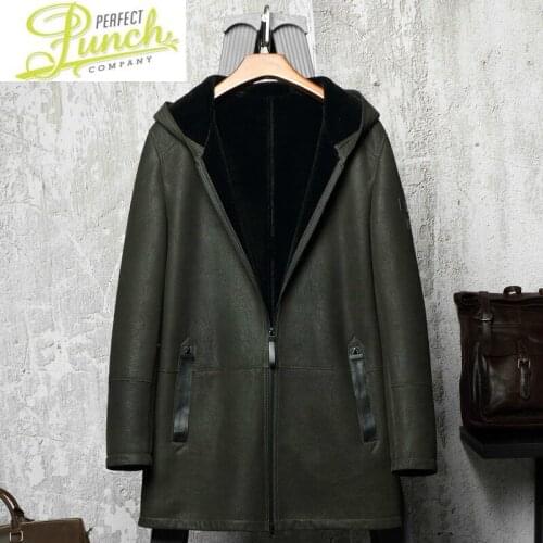 Men Leather Winter Jacket Lamb Liner Real Sheepskin Sheep Shearling Fur Coat Wool Jackets Plus Size P1819968 YY579