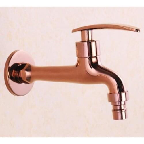 Bibcocks Wall Mounted Washing Machine Tap Mop Pool Tap Rose Gold Color Garden Outdoor Water Modern Kitchen Bathroom Faucet