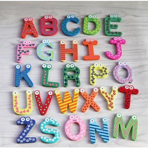 New 26 Letters Kids Wooden Alphabet Fridge Magnet Child Educational Toy