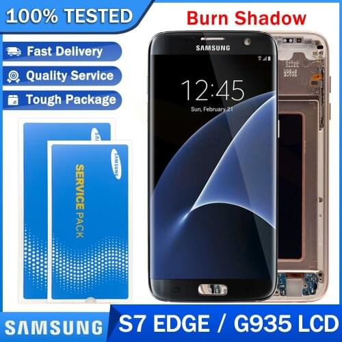 5.5'' Original LCD With Burn Shadow for SAMSUNG Galaxy S7 Edge G935 G935F Super AMOLED Display Touch Screen Digitizer Assembly