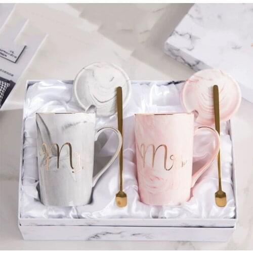 Couple Mark Coffee Cup Pair Cup Wedding Gift Anniversary Cup Luxury Gift Box for Bride and Groom