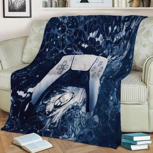 PS5 Controller Throw Blanket Print on Sherpa Blankets Soft for Sofa Customized DIY Plush Thin Quilt