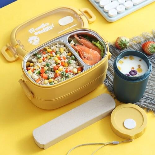 Stainless steel student fruit lunch box, multi-layer lunch box, sealed lunch box, microwaveable fresh-keeping, heated lunch box