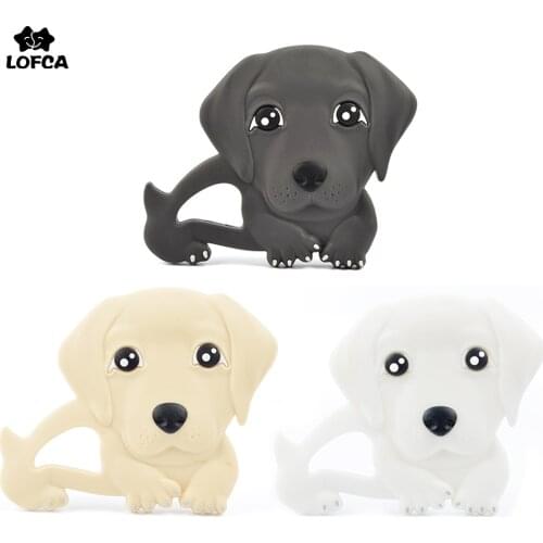 LOFCA Silicone Labrador Teether Baby Teething Toy BPA FREE Soft Chewable Dog Teether Making Necklace Pacifier Clip Chain