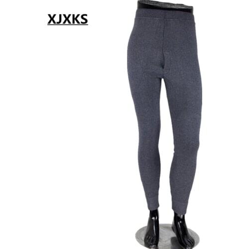 XJXKS Wool Thermal Underwear Grey Tights Long Pants Men For Winter Good Quality Thick Cashmere Leggings Warm Trousers