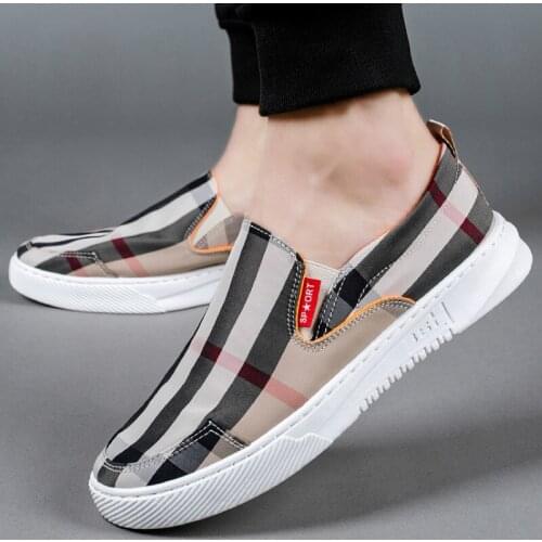 Coslony tending shoes sneakers Mens Casual Shoes Light Canvas Shoes Men men breathable Board Loafers Shoes Flat Shoes gingham