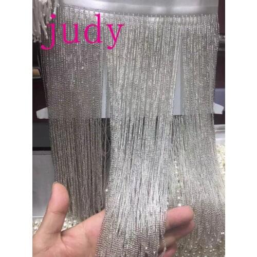 Stock 5yard/bag 25cm Silver bead top grade fringe ribbon for stage decoration Free shipping ym221