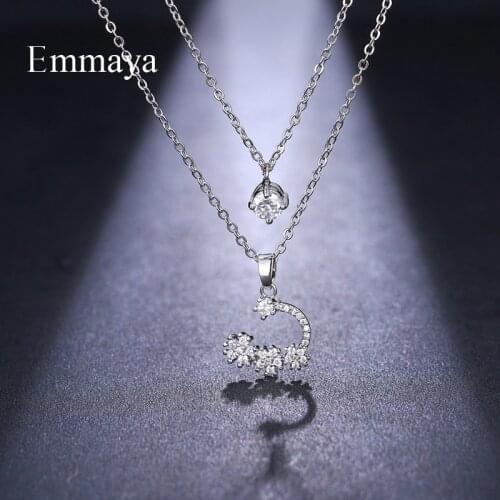 Emmaya Vintage Mulitilayer Two Color Necklace With Cubic Zircon Flower Appearance Crystal Pendant For WomenJewelry New
