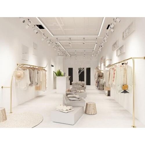Clothing store display rack floor-type wall rack light luxury nano gold hanger wall hanging side shelf