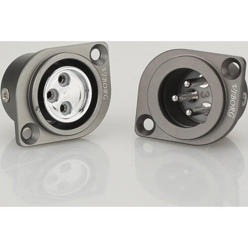High Quality Viborg Pure Copper Rhodium Plated XLR 3 pin Male Female socket Panel Mount Chassis Socket Connector adapter