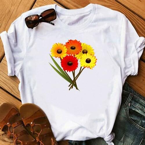 Flower T-shirt Womens High quality printing T-shirt Short sleeve Clothes TX8434