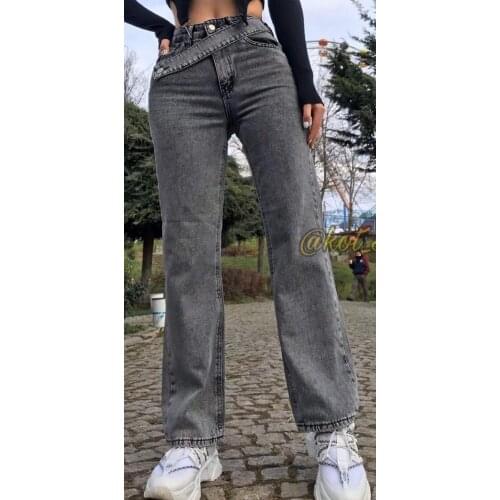 Women Smoked Color Flowing Jean Pants Young Style Fashion Cool Lycra-Free High Waist Daily Wear Sexy 2021 Trend Winter Spring